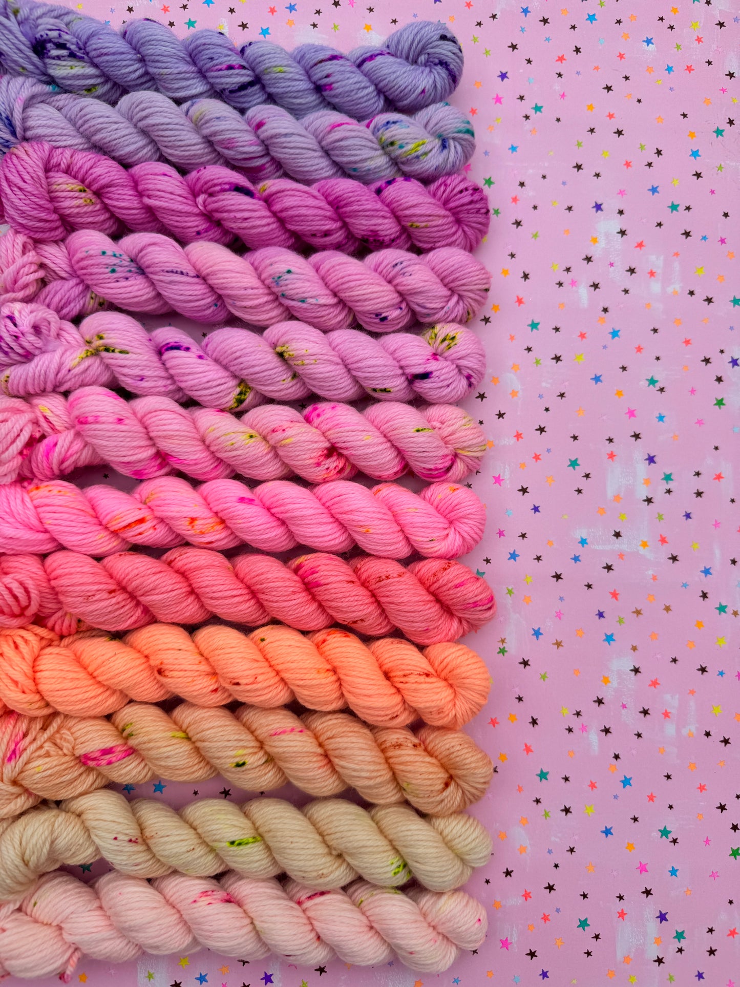 Pinks & Purples 12 Mini Skein Yarn Set - Dyed to order