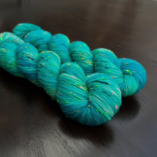 Turquoise Neon Neps Sock Yarn