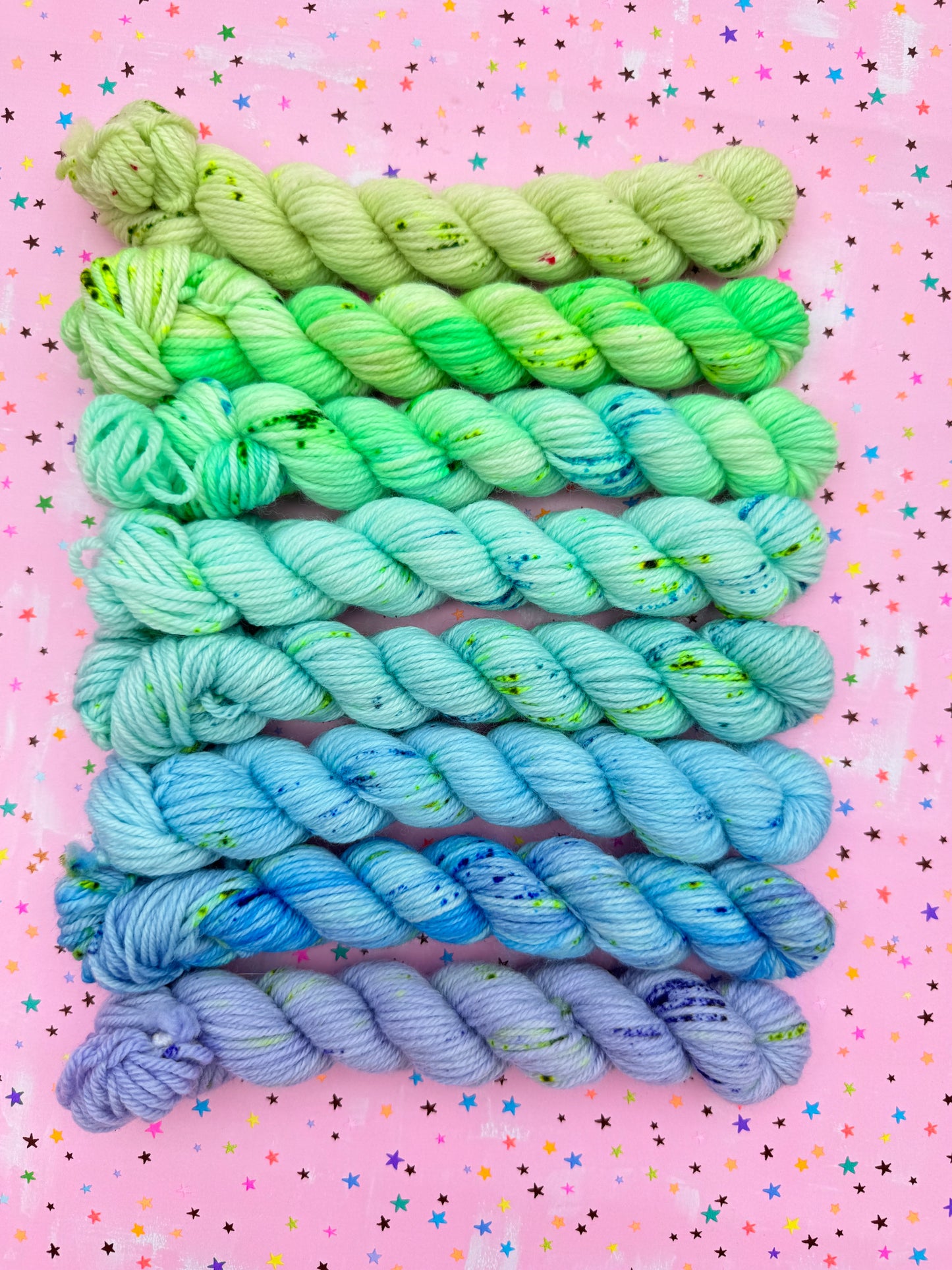 Blues & Greens 8 Mini Skein Yarn Set - Dyed to order