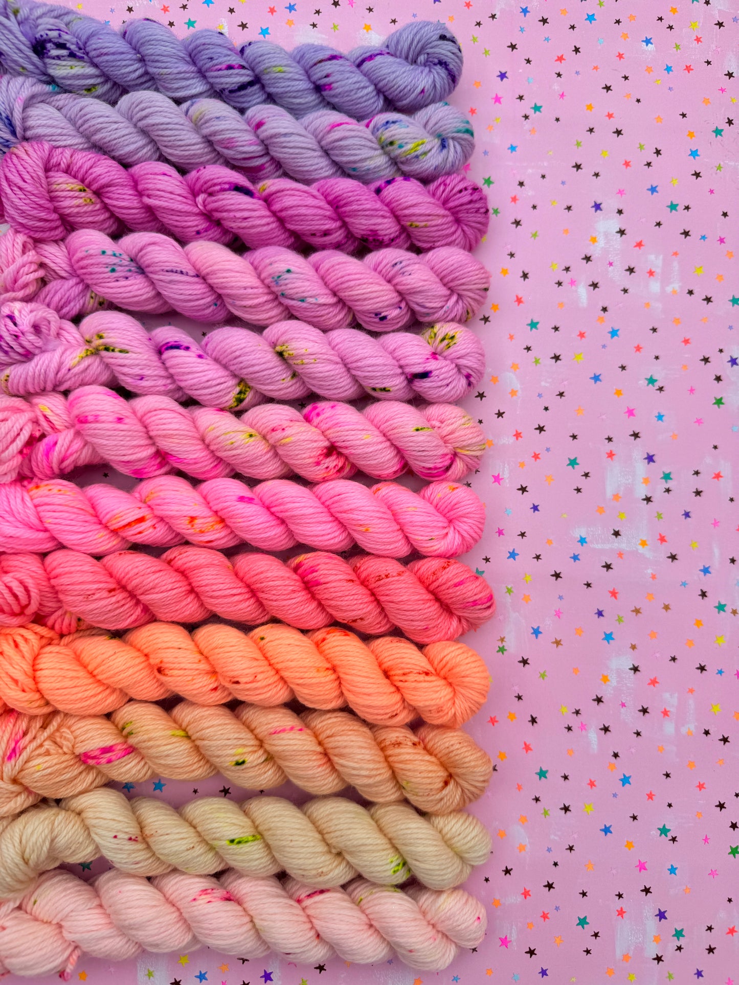Pinks & Purples 12 Mini Skein Yarn Set - Dyed to order