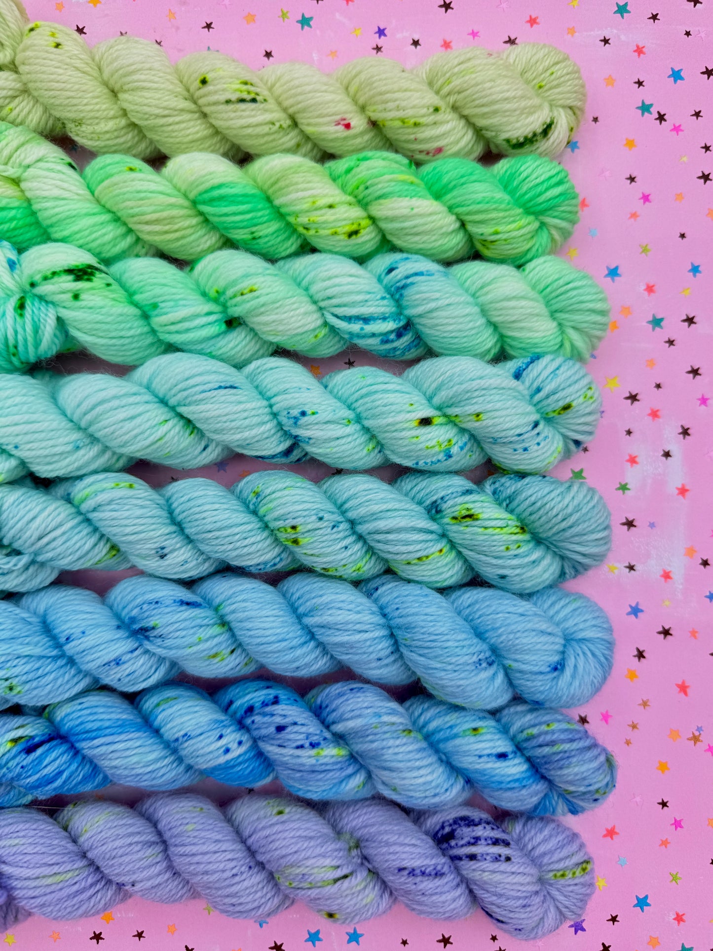 Blues & Greens 8 Mini Skein Yarn Set - Dyed to order