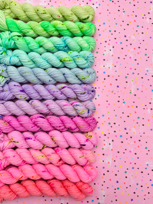 Pastel Vibes 12 Mini Skein Yarn Set - Dyed to order