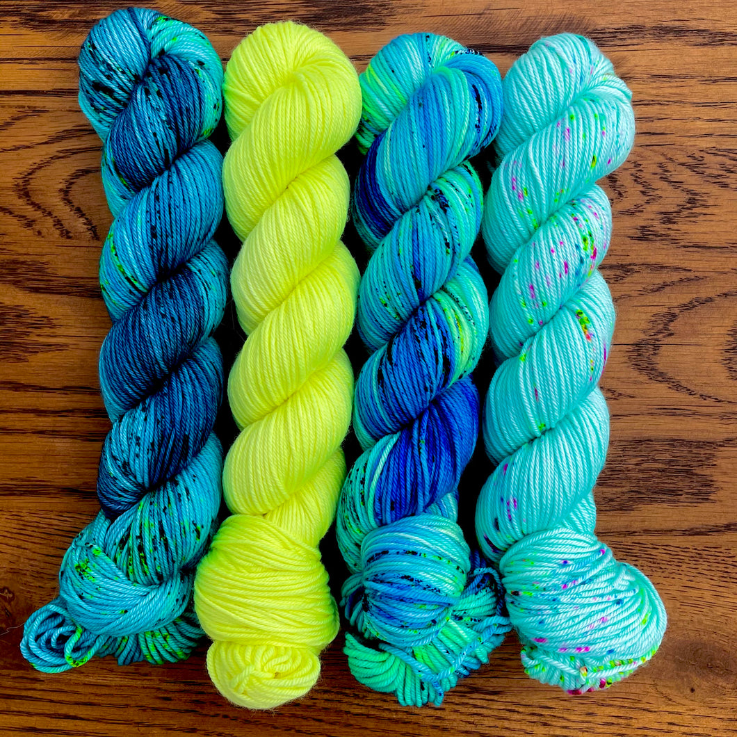 Blue 4 skein yarn set * DK