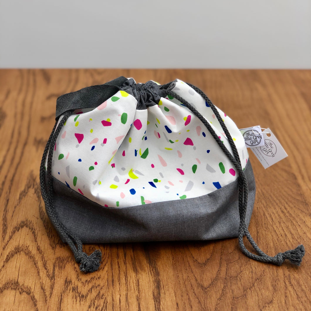 Cream Terrazzo Luxury Drawstring bag