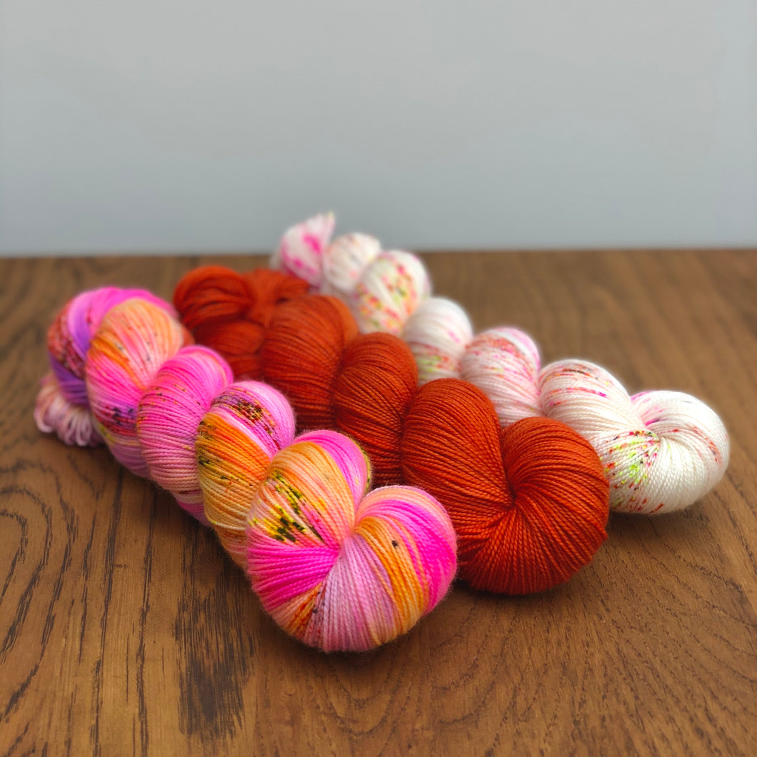 Glowing Embers 3 skein yarn set * Sock yarn