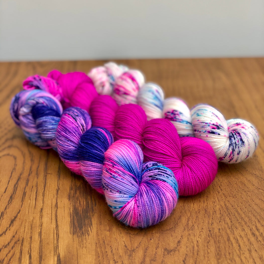 Cosmos Pink 3 skein yarn set * Sock yarn
