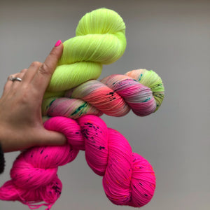 Neon gods 3 skein yarn set * Sock yarn * Dyed to order